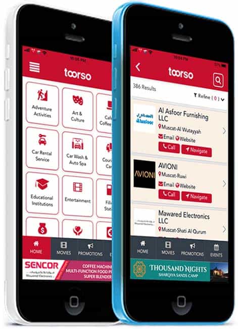 front page & inner page of toorso.com opened in two mobiles|Web Deisgning Company in 
        kerala