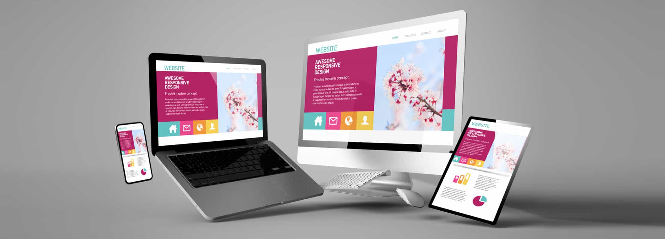 awesome responsive design-a web page is opened in tab,phone,laptop and desktop|web design company in kerala